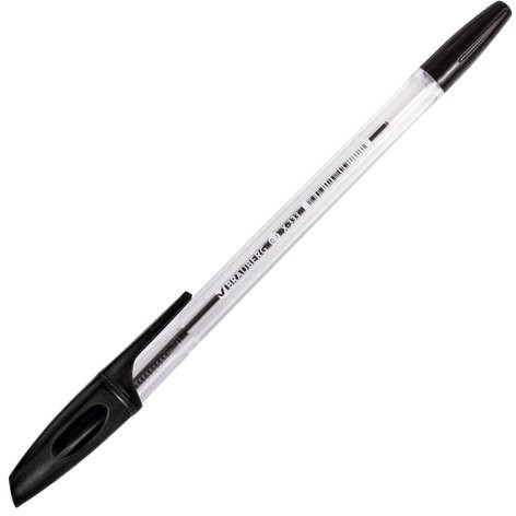 Ручка шариковая BRAUBERG "X-333", ЧЕРНАЯ, корпус прозрачный, узел 0,7 мм, линия письма 0,35 мм, 142406