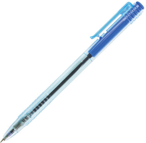Ручка шариковая масляная автоматическая BRAUBERG "Click Blue", СИНЯЯ, тонированный корпус, узел 1 мм, линия письма 0,5 мм, 142712