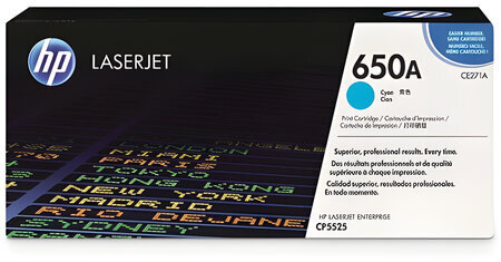 Картридж лазерный HP (CE271A) Color LaserJet Enterprise CP5525, №650A, голубой, оригинальный, ресурс 15000 страниц