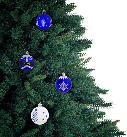 Шары ёлочные 16 шт., 6 см, "Русская Зима", пластик, цвет: синий/белый, ЗОЛОТАЯ СКАЗКА, 591985