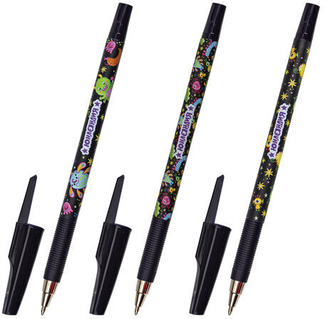 Ручка шариковая ЮНЛАНДИЯ "CUTE MONSTER", синяя, SOFT TOUCH покрытие, узел 0,7 мм, линия письма 0,35 мм, 143730