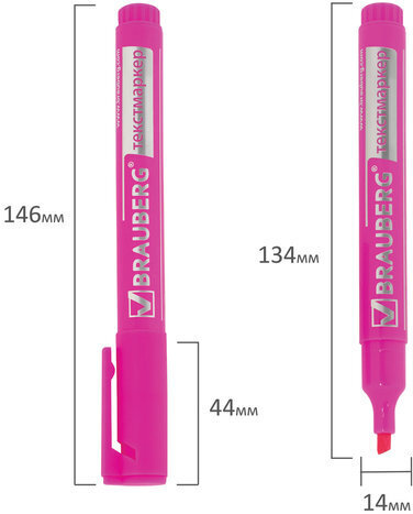 Текстовыделитель BRAUBERG "Energy", РОЗОВЫЙ, линия 1-3 мм, 150484