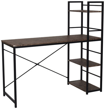 Стол на металлокаркасе BRABIX "LOFT CD-005", 1200х520х1200 мм, 3 полки, цвет морёный дуб, 641221