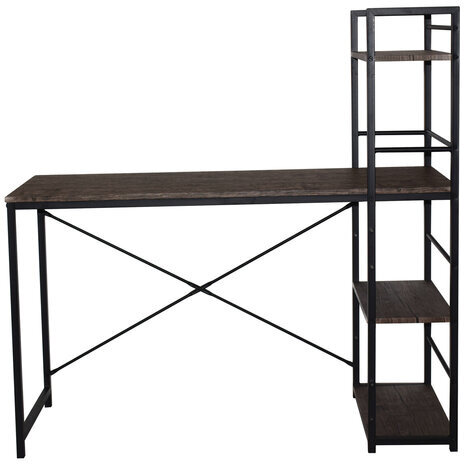 Стол на металлокаркасе BRABIX "LOFT CD-005", 1200х520х1200 мм, 3 полки, цвет морёный дуб, 641221