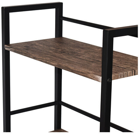 Стол на металлокаркасе BRABIX "LOFT CD-005", 1200х520х1200 мм, 3 полки, цвет морёный дуб, 641221