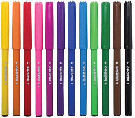 Фломастеры ЮНЛАНДИЯ 12 цветов, "ЗАБАВНЫЕ КАРТИНКИ", вентилируемый колпачок, картон, 151678