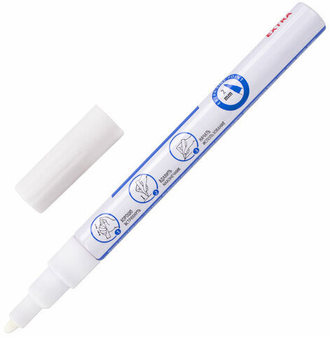 Маркер-краска лаковый EXTRA (paint marker) 2 мм, БЕЛЫЕ, НАБОР 4 шт., УСИЛЕННАЯ НИТРО-ОСНОВА, BRAUBERG, 151995