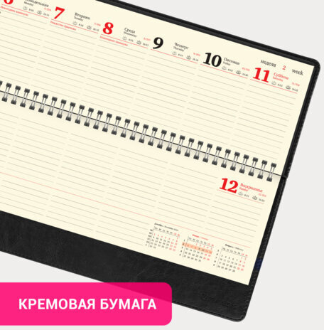 Планинг датированный 2025 305х140 мм BRAUBERG "Imperial", под кожу, черный, 115698