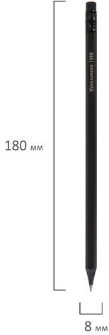 Карандаши чернографитные BRAUBERG НАБОР 6 шт., "Black Jack", НВ, с резинкой, черные, дерево, заточенные, 180608