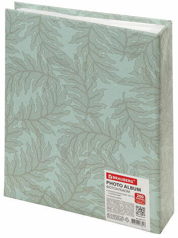 Фотоальбом BRAUBERG "Папоротник" на 200 фото 10х15 см, твердая обложка, термосварка, 391171