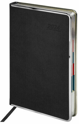 Ежедневник датированный 2024 А5 148х218 мм GALANT "Infinity", под кожу, черный, 114767