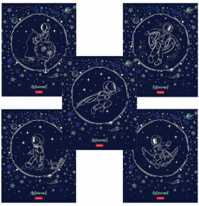 Тетрадь А5 48 л. HATBER скоба, клетка, матовая ламинация, 3D, &quot;Астронавт&quot; (5 видов в спайке), 48Т5лофВ1