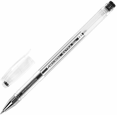 Ручки гелевые BRAUBERG "EXTRA", НАБОР 4 ЦВЕТА, узел 0,5 мм, линия 0,35 мм, 143905