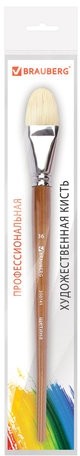 Кисть художественная профессиональная BRAUBERG ART CLASSIC, щетина, овальная, № 36, длинная ручка, 200741