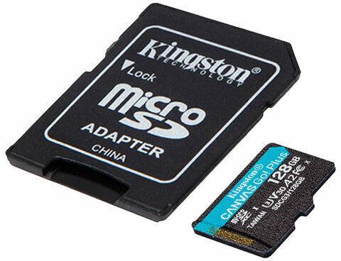 Карта памяти microSDXC 128 GB KINGSTON Canvas Go! Plus, UHS-I U3, 170 Мб/с (class 10), с адаптером, SDCG3/128Gb
