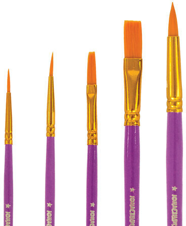 Кисти ЮНЛАНДИЯ, набор 5 шт. (СИНТЕТИКА: круглые № 1, 2, 5; плоские № 5, 8), блистер с европодвесом, 200894