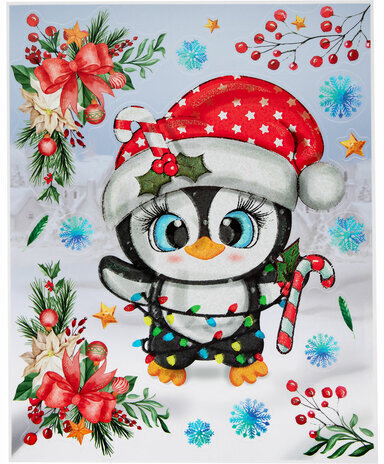 Наклейка для окон двусторонняя, МНОГОРАЗОВАЯ, 30х38 см, "Пингвин", ЗОЛОТАЯ СКАЗКА, 592136