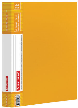 Папка на 2 кольцах BRAUBERG "Contract", 35 мм, желтая, до 270 листов, 0,9 мм, 221795