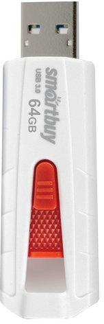Флеш-диск 64 GB SMARTBUY Iron USB 3.0, белый/красный, SB64GBIR-W3