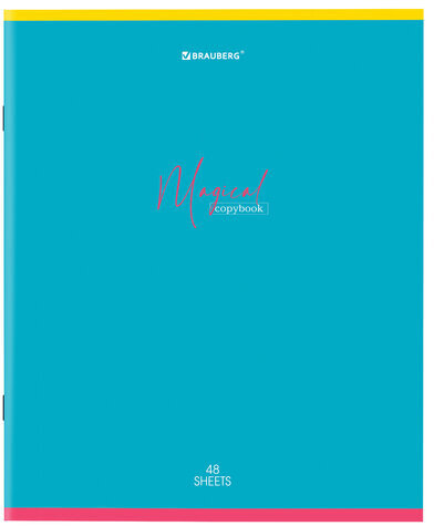 Тетрадь А5 48 л. BRAUBERG скоба, линия, обложка картон, "Magical Colors" (микс в спайке), 404385