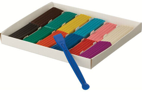 Пластилин классический ГАММА "Мультики", 12 цветов, 240 г, со стеком, картонная упаковка, 280018/281018