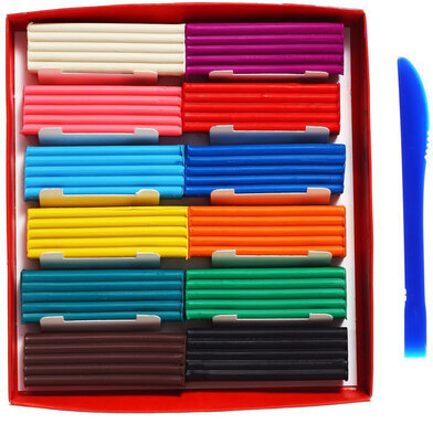 Пластилин классический ГАММА "Мультики", 12 цветов, 240 г, со стеком, картонная упаковка, 280018/281018