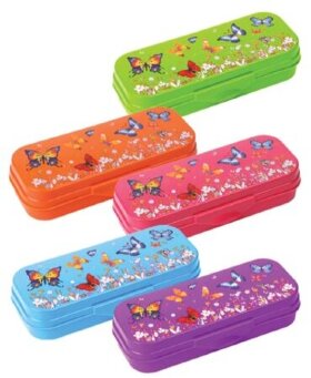 Пенал &quot;Intensive&quot;, пластиковый, с рисунком бабочек, непрозрачный, цвет ассорти, ПН110