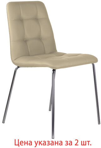 Стулья КОМПЛЕКТ 2 шт. BRABIX "Twins CF-011", хром каркас, экокожа, бежевый, 532766