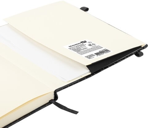 Скетчбук, слоновая кость 140 г/м2, 200х200 мм, 80 л., КОЖЗАМ, резинка, BRAUBERG ART CLASSIC, CROCO, черный, 116472