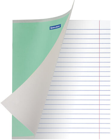Тетрадь 18 л. BRAUBERG "ЭКО", линия, обложка плотная мелованная бумага, ЗЕЛЕНАЯ ПАСТЕЛЬНАЯ, 105677