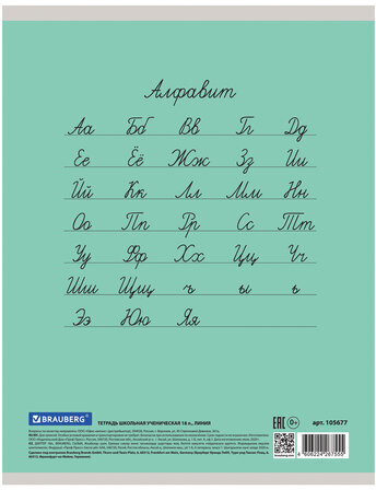 Тетрадь 18 л. BRAUBERG "ЭКО", линия, обложка плотная мелованная бумага, ЗЕЛЕНАЯ ПАСТЕЛЬНАЯ, 105677
