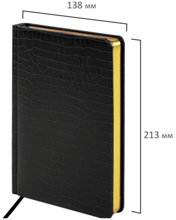 Ежедневник датированный 2026, А5, 138x213 мм, BRAUBERG "Comodo", под кожу, черный, 117049