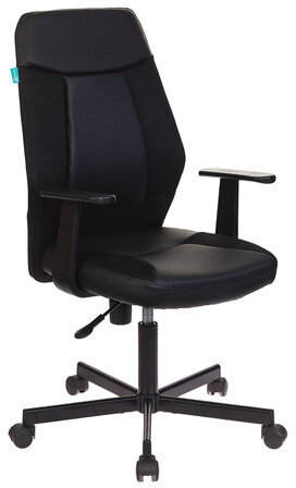 Кресло CH-606, с подлокотниками, ткань/экокожа, черное, 1110367