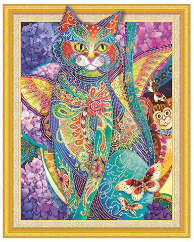 Картина стразами (алмазная мозаика) сияющая 40х50 см, ОСТРОВ СОКРОВИЩ "Восточный кот", без подрамника, 662450