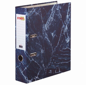Папка-регистратор STAFF &quot;Basic&quot; БЮДЖЕТ с мраморным покрытием, 70 мм, без уголка, синяя, 229618