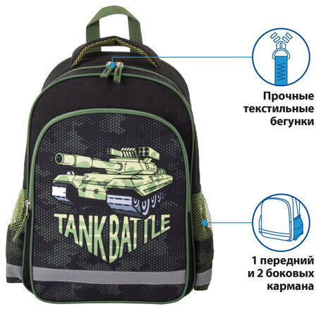 Рюкзак ПИФАГОР SCHOOL для начальной школы, Tank, 38х28х14 см, 229995