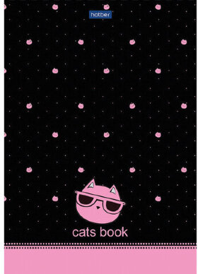 Блокнот А5 (146х205 мм) 50 л., склейка, ламинированная бумага, в точку, HATBER Premium, CATs, 50Б5лA9к