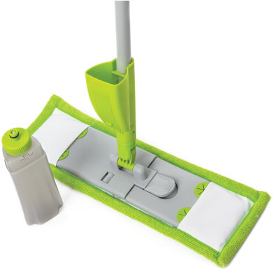 Швабра с флаундером 40 см с распылителем, черенок-рукоятка 122 см, МОП микрофибра (тип К), ЛЮБАША, 603787