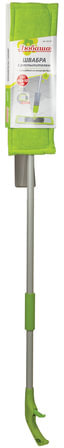 Швабра с флаундером 40 см с распылителем, черенок-рукоятка 122 см, МОП микрофибра (тип К), ЛЮБАША, 603787