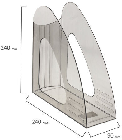 Лоток вертикальный для бумаг BRAUBERG "Delta", 240х90х240 мм, тонированный серый, 237241