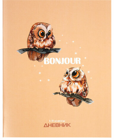 Дневник 1-11 класс 40 л., на скобе, ПИФАГОР, обложка картон, "Совушки", 106814
