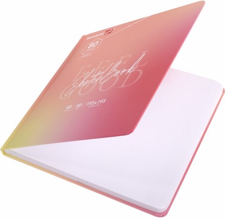 Скетчбук, белая бумага 80 г/м2, 195х195 мм, 80 л., резинка, твердый, BRAUBERG ART DEBUT "Уноколор", 114583