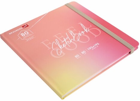 Скетчбук, белая бумага 80 г/м2, 195х195 мм, 80 л., резинка, твердый, BRAUBERG ART DEBUT "Уноколор", 114583