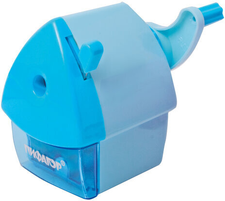 Точилка механическая ПИФАГОР "Домик гнома", металлический механизм, корпус голубой, 270425