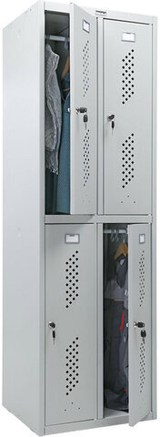 Шкаф металлический для одежды ПРАКТИК "LS-22", четырехсекционный, 1830х575х500 мм, 30 кг