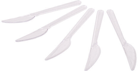 Нож одноразовый пластиковый 180 мм, прозрачный, КОМПЛЕКТ 50 шт., ЭТАЛОН, БЕЛЫЙ АИСТ, 607843