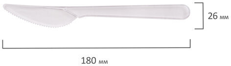 Нож одноразовый пластиковый 180 мм, прозрачный, КОМПЛЕКТ 50 шт., ЭТАЛОН, БЕЛЫЙ АИСТ, 607843