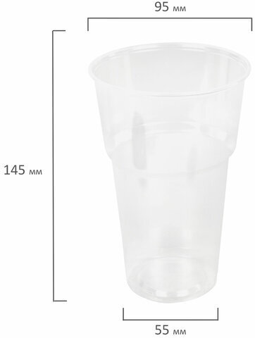Стакан одноразовый 500 мл, КОМПЛЕКТ 50 шт., прозрачный, полипропилен (ПП), БЮДЖЕТ, LAIMA, 608022, ЮПОС2115