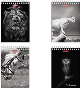 Блокнот А5 (146х205 мм), 60 л., гребень, картон, жесткая подложка, клетка, BRAUBERG, &quot;Животные&quot;, 129810