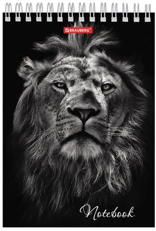Блокнот А5 (146х205 мм), 60 л., гребень, картон, жесткая подложка, клетка, BRAUBERG, "Животные", 129810